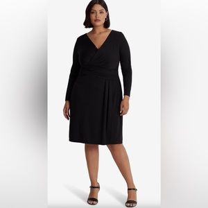 NEW Ralph Lauren Black skimmer faux wrap dress. Formal. Size 12.